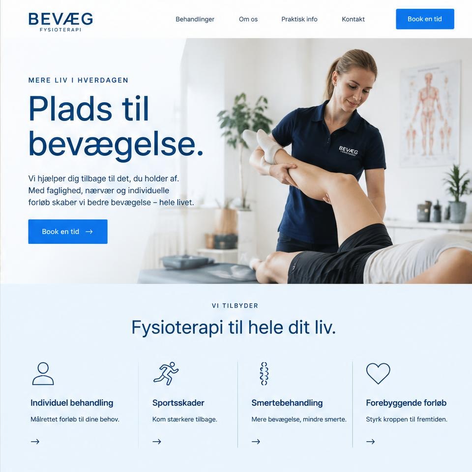 Eksempel på hjemmeside for en fysioterapiklinik